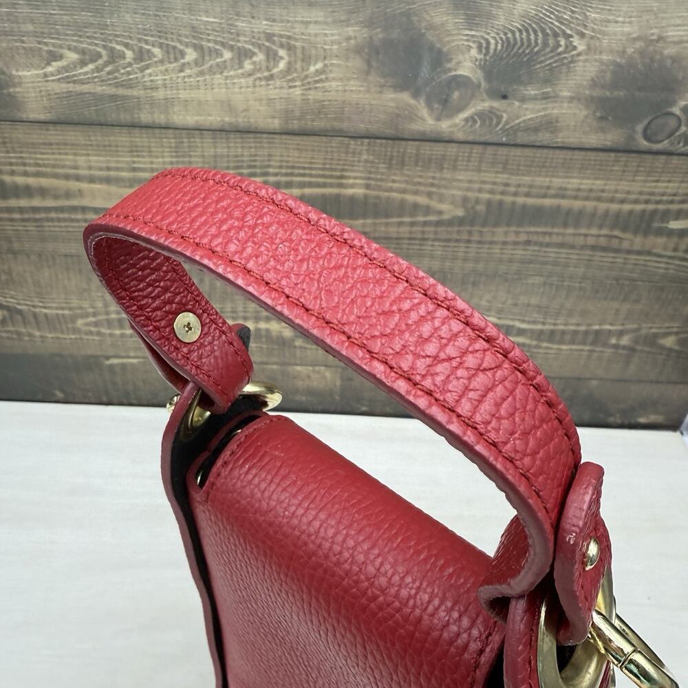Anna Paola Italy Leather Crossbody Purse Bag Red Chain Cellphone - Picture 5 of 10
